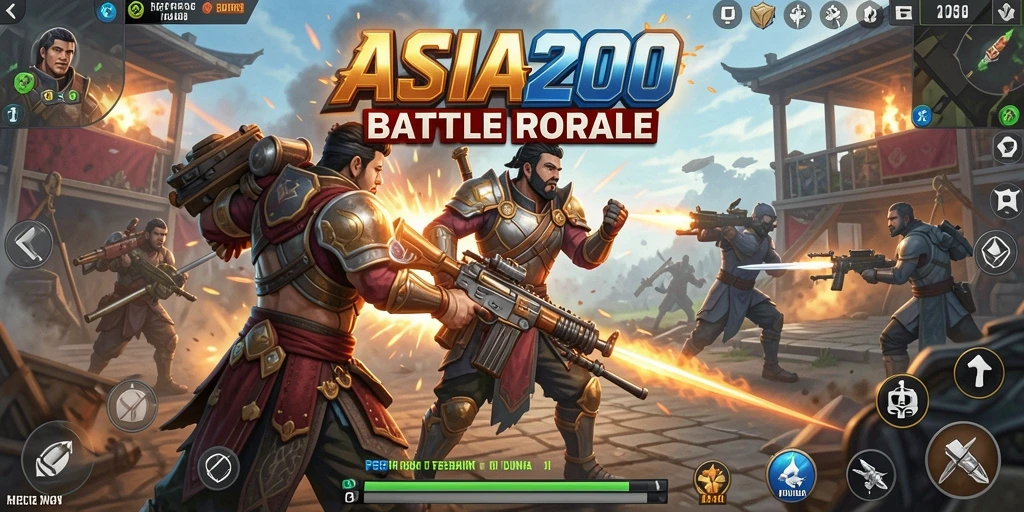 Gameplay ASIA200 yang intens dan menegangkan dalam pertempuran Battle Royale.