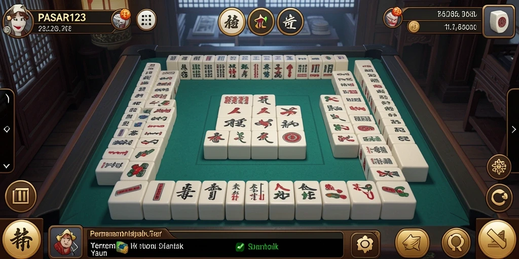 Screenshot gameplay PASAR123 menampilkan momen menegangkan dalam Mahjong.