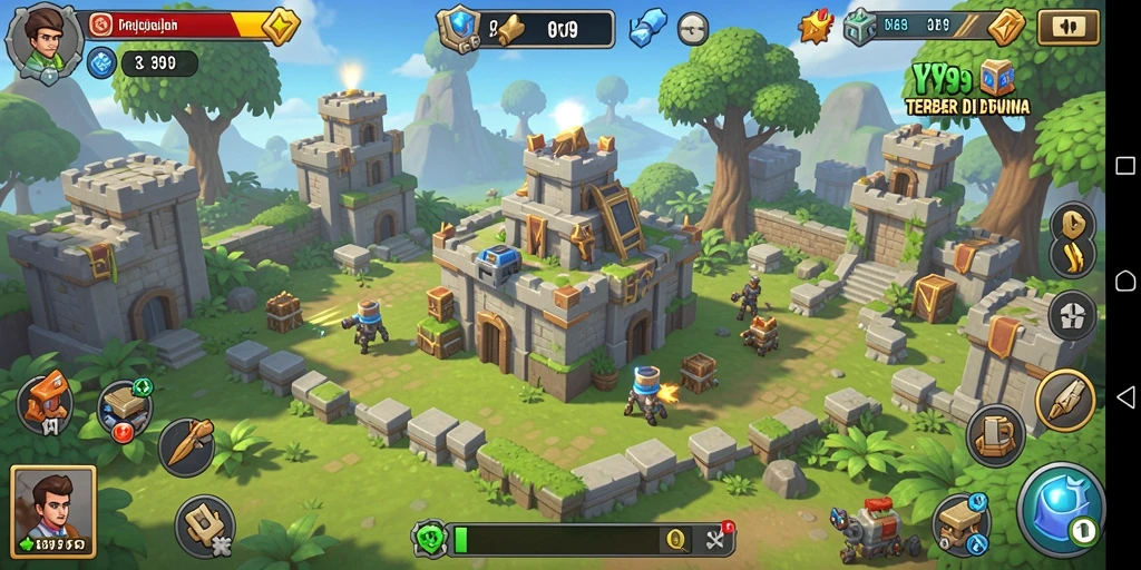 Tangkapan layar Y89 menampilkan aksi gameplay intens Tower Defense yang menegangkan.